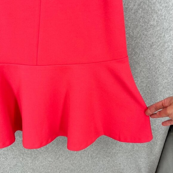 Calvin Klein Ruffle Hem Sheath Dress Size 6 Hibiscus Pink Coral Office Cocktail - Picture 4 of 12
